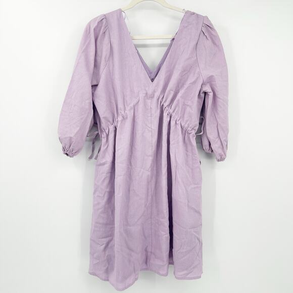 NWT‎ Fashion Nova Preppy Beachy Shirley Linen Blend Mini Dress Size 1X Lavender - Picture 8 of 8